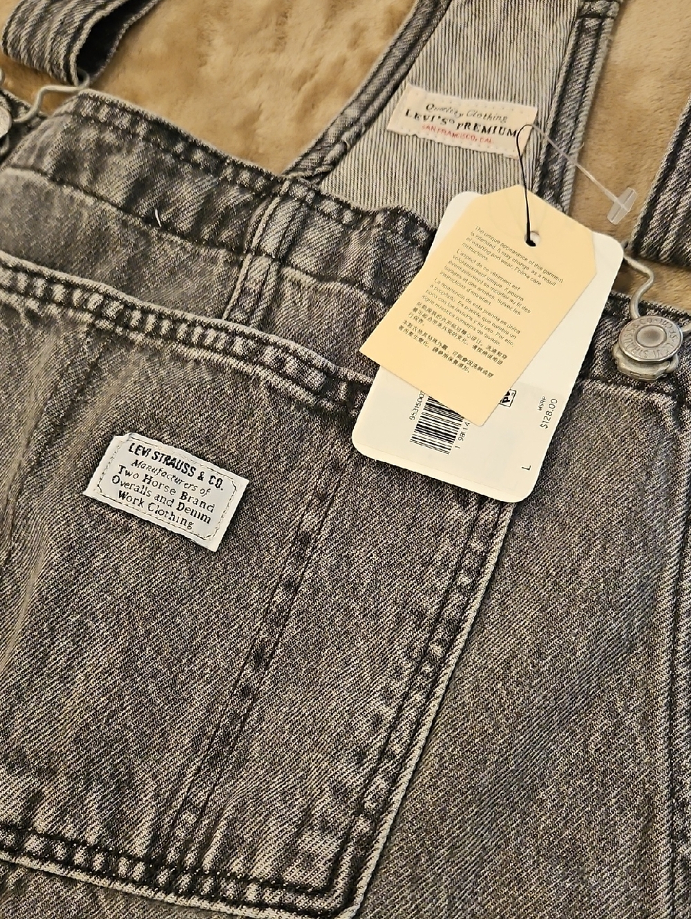 Levi's Gray Washed Denim Overalls - Picture 2 of 12